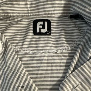 FJ large like new mens golf shirt grey/white striped